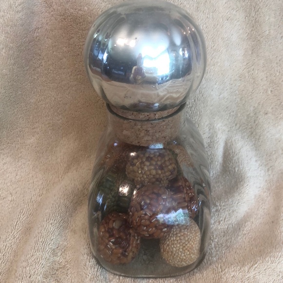 VTG BLOWN GLASS DECANTER WITH MERCURY GLASS STOPPER PERFUME BOTTLE SHAPE… - Picture 4 of 6